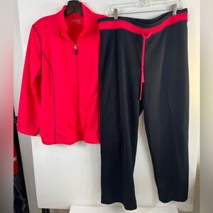 Women’s 2 Piece Track Suit Be Inspired Fuchsia Black Sz XL Athletic Wear Sports